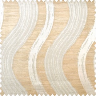 Beige and light brown color complete texture finished vertical wave bold stripes with horizontal lines polyester main curtain 
